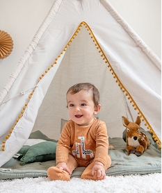 GEMO Pyjama dors-bien bébé en velours avec motifs animaux Brun