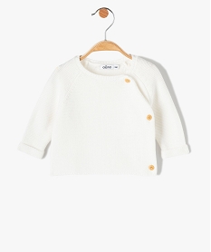 GEMO Gilet brassière bébé uni en maille fantaisie blanc chine