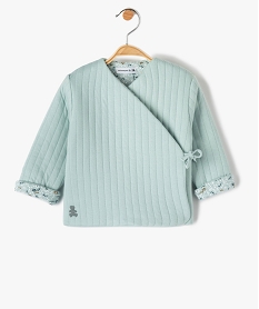 GEMO Gilet bébé matelassé fermeture cache-cœur doublure fleurie - LuluCastagnette vert standard