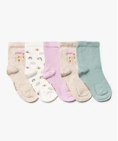 GEMO Chaussettes bébé fille à imprimé chat (lot de 5) Multicolore