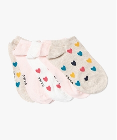GEMO Chaussettes ultra-courtes motifs cœurs fille (lot de 5) beige standard