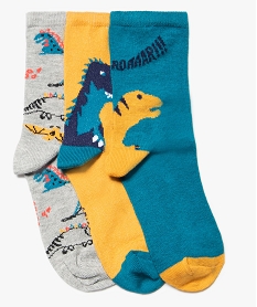 GEMO Chaussettes garçon à motifs dinosaures (lot de 3) Bleu