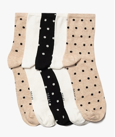 GEMO Chaussettes femme à motifs pois (lot de 5) beige chine