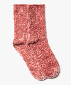 GEMO Chaussettes en maille chenille douce et épaisse femme Rose