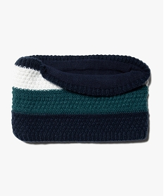 GEMO Echarpe bébé garçon forme snood à rayures doublé polaire Bleu