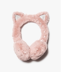 GEMO Cache-oreilles fille en matière peluche oreilles de chat et détails brillants rose standard