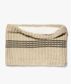 GEMO Snood garçon en grosse maille rayée à doublure sherpa beige standard