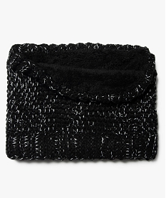 GEMO Echarpe fille forme snood avec fil pailleté et doublure sherpa Noir