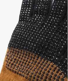 gants garcon bicolores avec picots antiderapants marron vifI422701_2