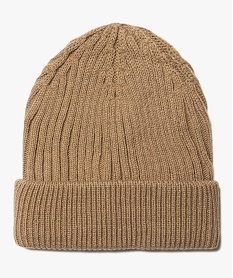 GEMO Bonnet homme uni en maille côtelée beige standard