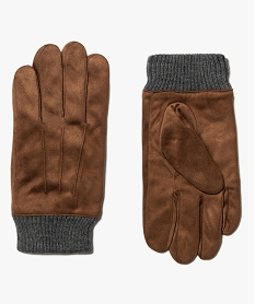 gants homme en suedine unie brunI424701_1