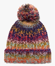 bonnet femme en maille multicolore avec pompon multicoloreI427101_1