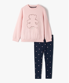 GEMO Pyjama fille bicolore avec motif en sequins - LuluCastagnette Rose