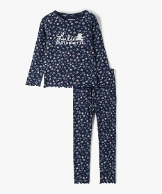 GEMO Pyjama fille en maille côtelée à motifs fleuris - LuluCastagnette Imprimé