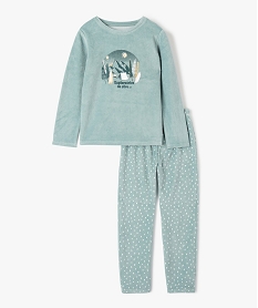 GEMO Pyjama fille en velours à motif nature et paillettes bleu standard