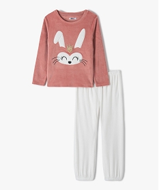 GEMO Pyjama fille en velours intérieur peluche imprimé lapin rose standard
