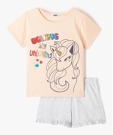 GEMO Pyjashort fille à volant et motif licorne rose standard