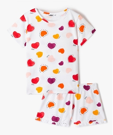 GEMO Pyjashort fille à motifs cœurs et short volanté Imprimé