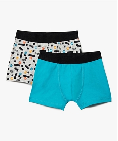 GEMO Boxer garçon imprimé en coton stretch (lot de 2) Bleu