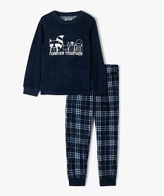 GEMO Pyjama garçon bimatière chaud et élégant Bleu