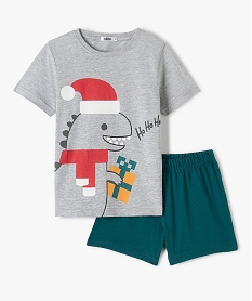 GEMO Pyjashort de Noël garçon bicolore imprimé dinosaure gris standard