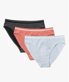 GEMO Culottes fille en coton stretch avec inscription au dos (lot de 3) Multicolore