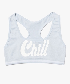 GEMO Brassière fille en microfibre imprimé avec dos nageur Bleu
