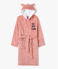 GEMO Robe de chambre fille en maille peluche avec capuche rose standard