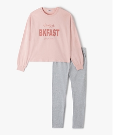 GEMO Pyjama fille bicolore avec inscription sur le buste Rose