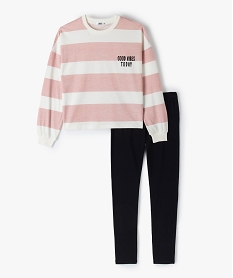 GEMO Pyjama fille en jersey mix&match kaki chine