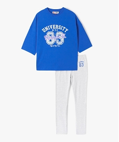 GEMO Pyjama fille imprimé et dépareillé – Camps United Gris