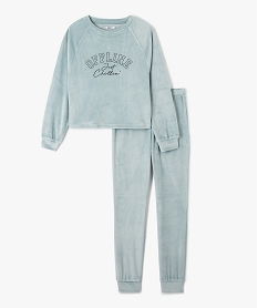 GEMO Pyjama fille en velours avec inscription bleu standard