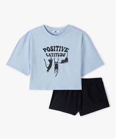 GEMO Pyjashort fille en jersey motif chats Bleu
