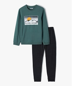 GEMO Pyjama garçon haut molleton chaud vert standard