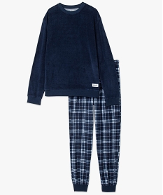 pyjama homme chaud et douillet avec bas a carreaux bleuI450301_4