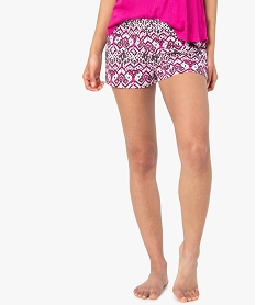 short de pyjama femme imprime avec ceinture elastique multicoloreI451001_1