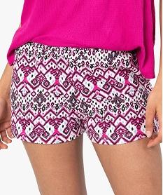 short de pyjama femme imprime avec ceinture elastique multicoloreI451001_2