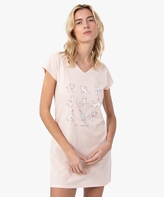 GEMO Chemise de nuit imprimée à manches courtes femme Imprimé