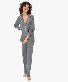 pyjama deux pieces femme   chemise et pantalon grisI454001_1