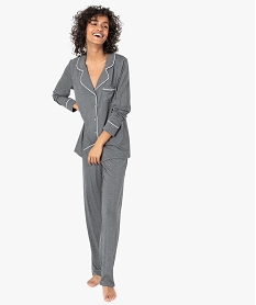 GEMO Pyjama deux pièces femme : chemise et pantalon Gris