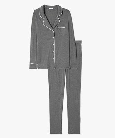 pyjama deux pieces femme   chemise et pantalon gris pyjamas ensembles vestesI454001_4