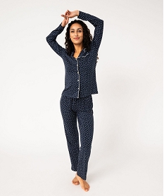 pyjama deux pieces femme   chemise et pantalon bleuI454101_2