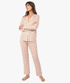 GEMO Pyjama deux pièces femme : chemise et pantalon violet vif