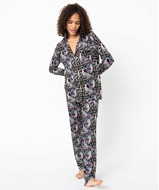 pyjama deux pieces femme   chemise et pantalon imprime pyjamas ensembles vestesI454401_1