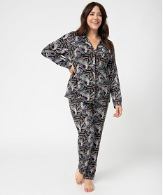 GEMO Pyjama femme grande taille deux pièces : chemise et pantalon vert vif
