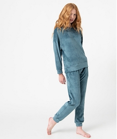 GEMO Pyjama femme en velours extensible Bleu