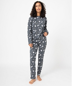GEMO Pyjama femme avec motifs de Noël beige vif