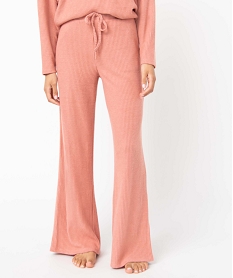 GEMO Bas de pyjama femme large en maille côtelée extra douce Rose