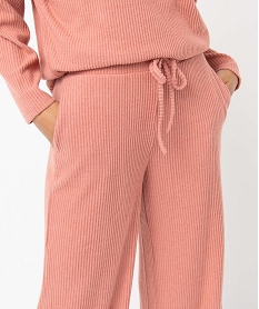 bas de pyjama femme large en maille cotelee extra douce roseI456101_2