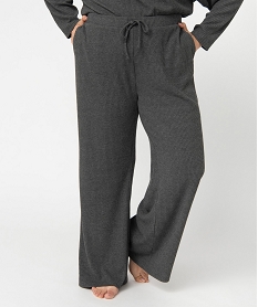 GEMO Pantalon d’intérieur femme grande taille en maille côtelée gris vif